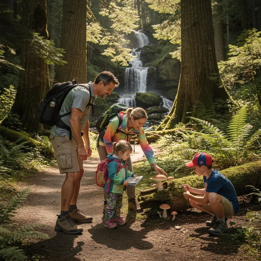 Пышный дождевой лес на Олимпийском полуострове с высокими деревьями.