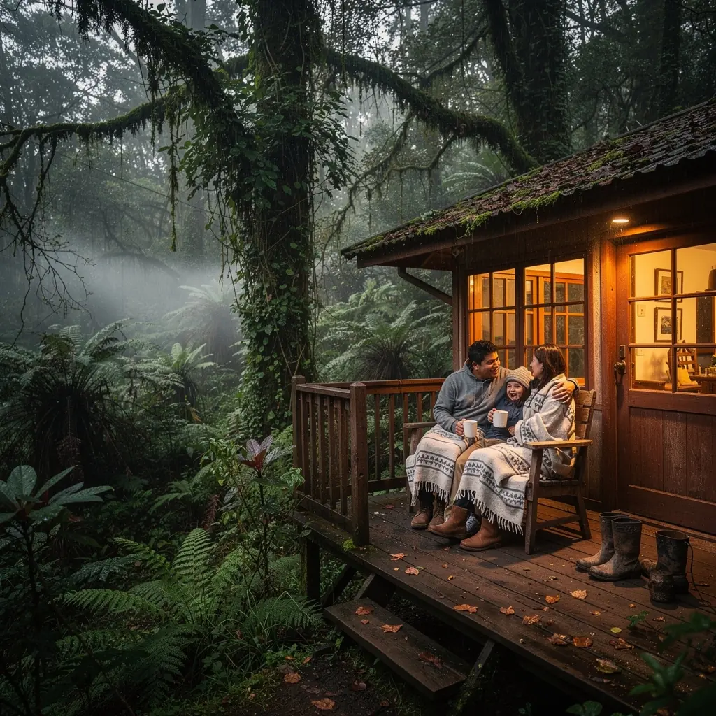 Тропический лес на Олимпийском полуострове с зелеными деревьями и густой листвой.