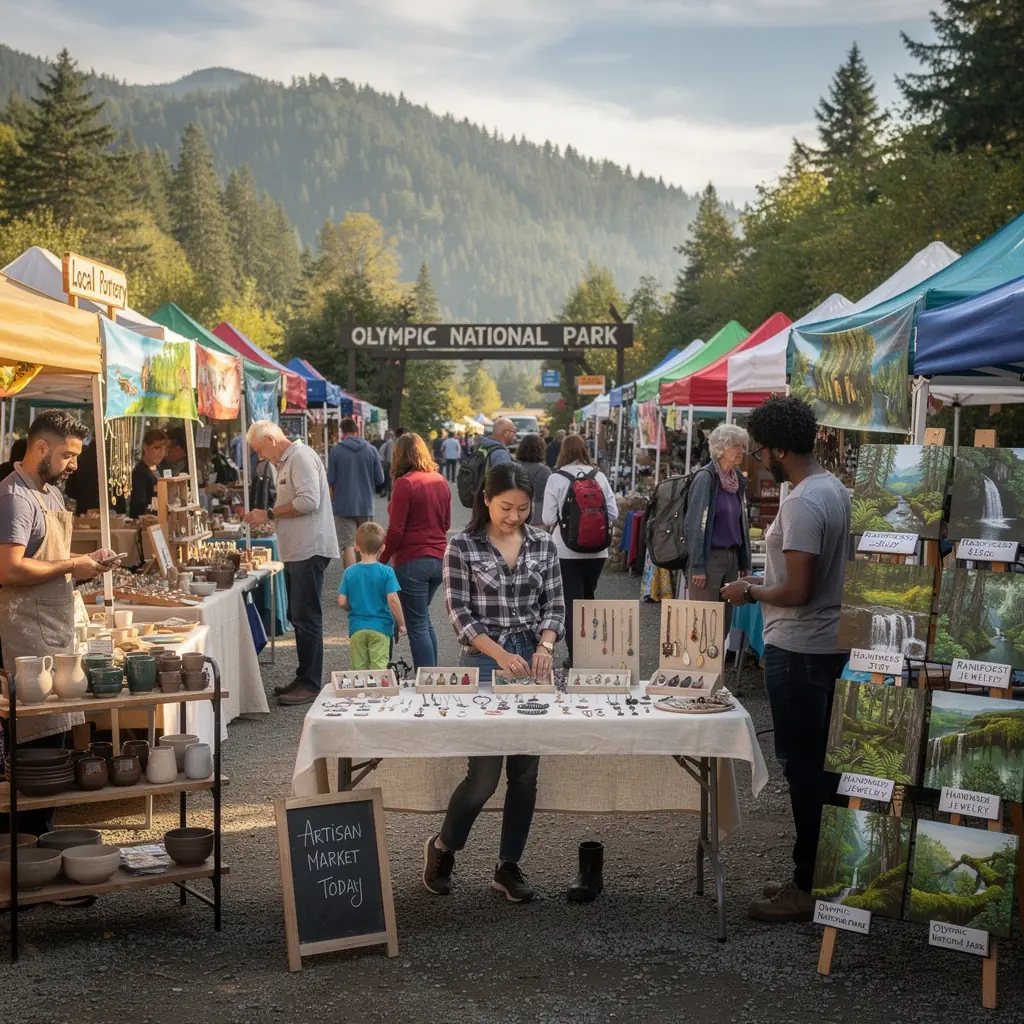 Лесистая местность Олимпийского полуострова с густыми деревьями и яркой зеленью.